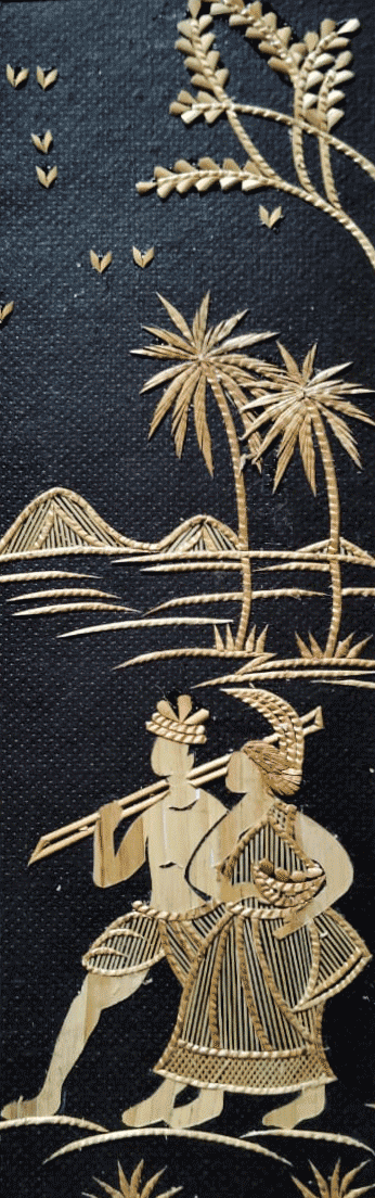 Village Scenes In Sikki Grass Artwork by Dhirendra Kumar Thumbnail