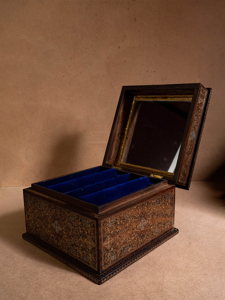 Vintage Tarkashi Bangle Box with Mirror by Mohan Lal Sharma Thumbnail