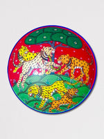 Tiger Pattachitra Wooden Wall Plates for Sale