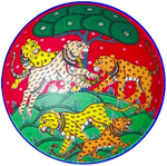 Order Online Tiger Pattachitra Wooden Wall Plates