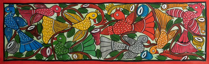 Vivid imagery of birds: Santhal-Tribal Pattachitra by Manoranjan Chitrakar Thumbnail