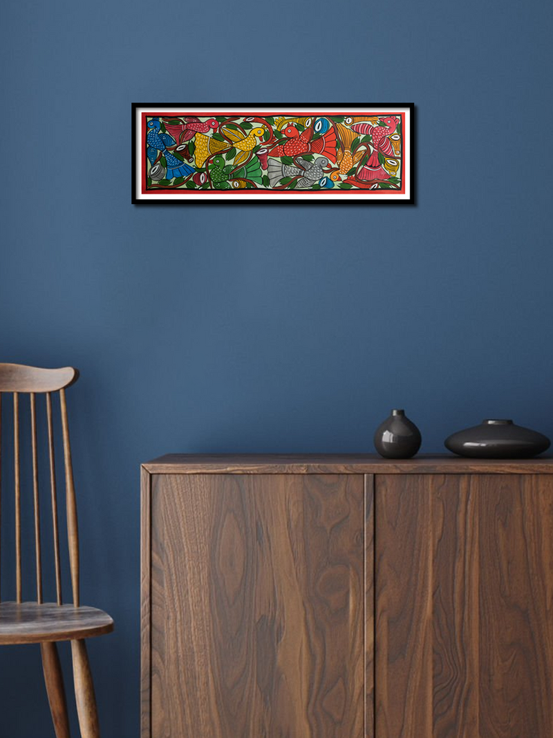 Vivid imagery of birds: Santhal-Tribal Pattachitra by Manoranjan Chitrakar