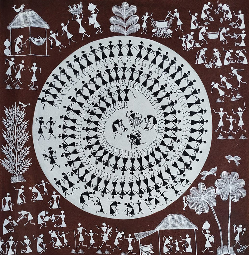The Harmony in Heritage: A Warli Marvel by Dilip Bahotha for sale