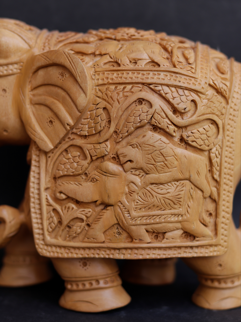 Royal Elephant in Sandalwood Carving for sale