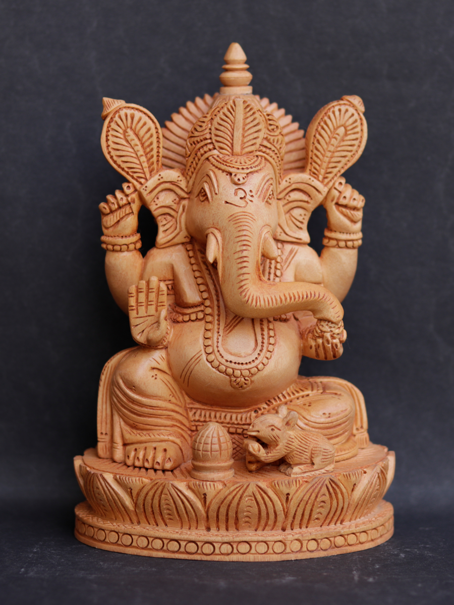 Buy Seating Ganesh in Sandalwood Carving by Om Prakash 