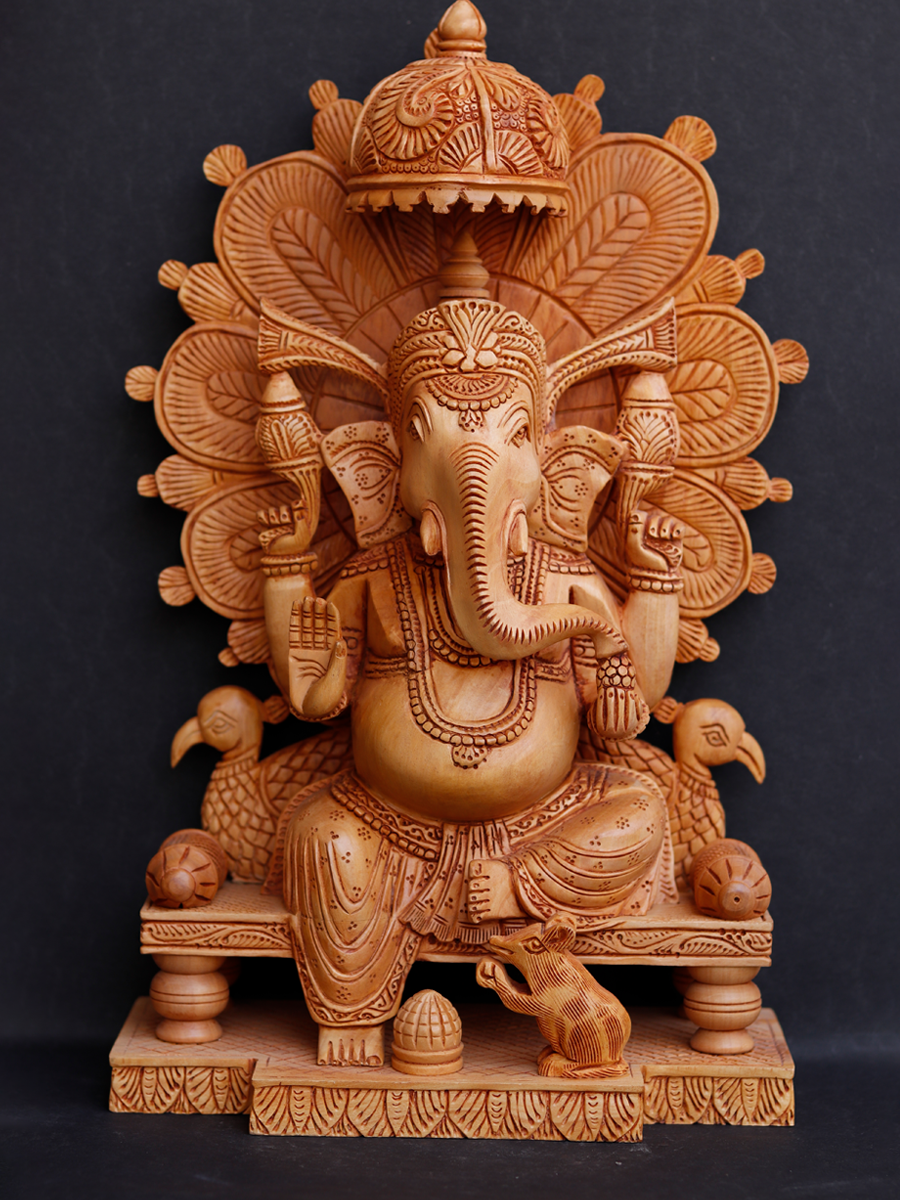 Shop Seated Ganesh in Sandalwood Carving by Om Prakash 