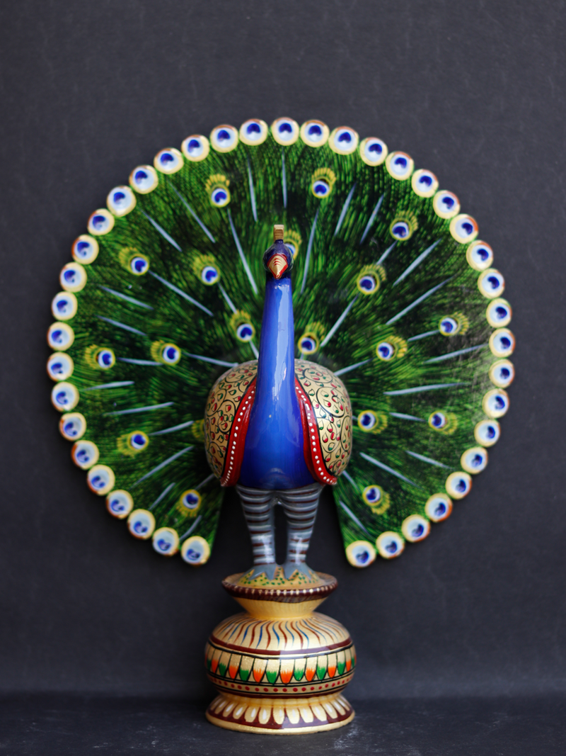 Set of Three Royal Peacocks in Sandalwood Carving by Om Prakash for sale