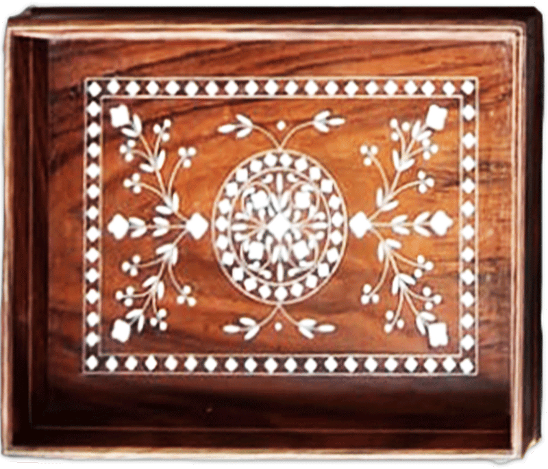 Buy Floral Handcrafted Tray in Wood Inlay by Satyug Singh