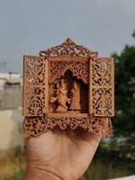 Radha-Krishna Sandalwood Miniature Artwork by Om Prakash