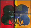 The Streak of Tigers: A Gond Painting by Gareeba Singh Tekam