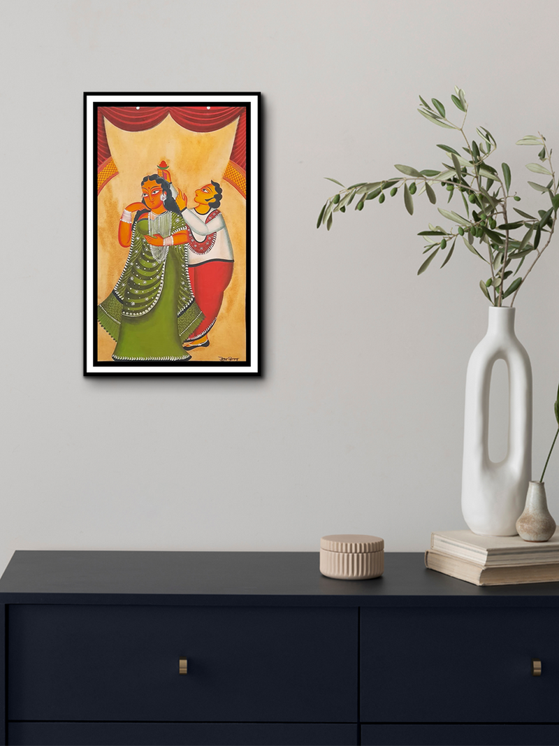 Whispers of Affection: A Kalighat Painting by Uttam Chitrakar