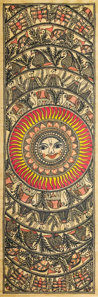 Whispers of Nature: A Madhubani Delight Madhubani Painting by Ambika Devi Thumbnail
