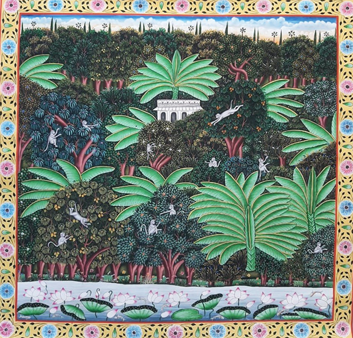 Kishangarh's Serene Forest by the River Pichwai by Shehzaad Ali Sherani Thumbnail