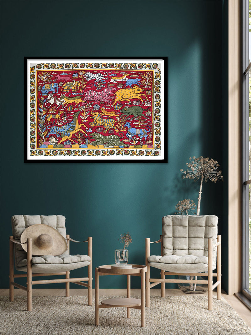 Wildlife in Kalamkari by K. Lakshminarayan