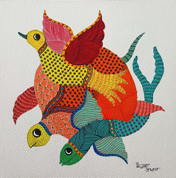 Fish, Turtle and Birds: A Tale of Life in Gond by Kailash Pradhan Thumbnail