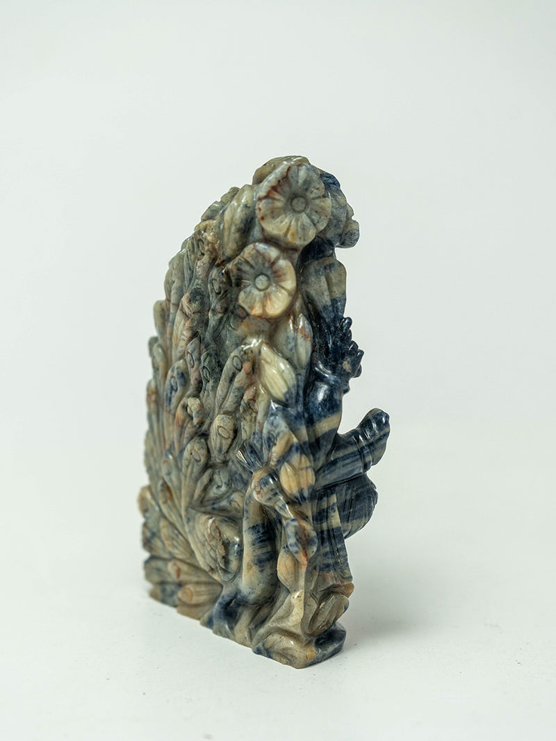  Blue Sapphire Ganesha with the Graceful Peacock 