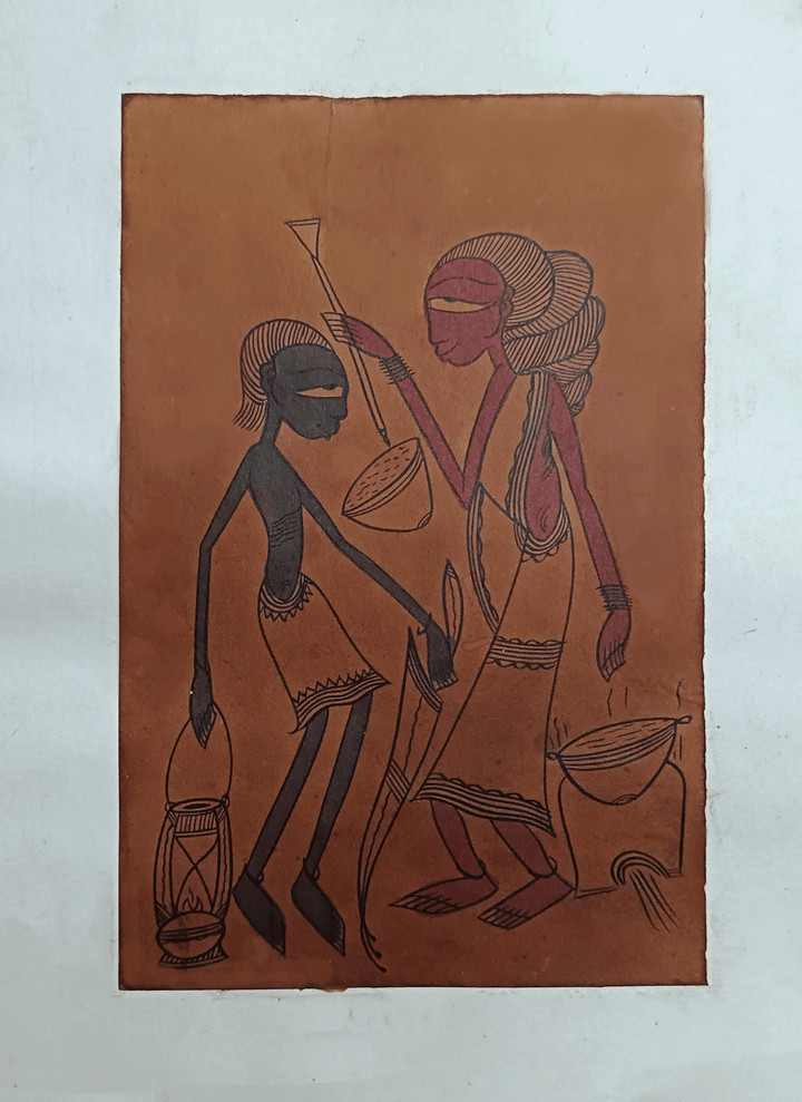 Woman and Man in Santhal Pattachitra by Uttam Chitrakar Thumbnail