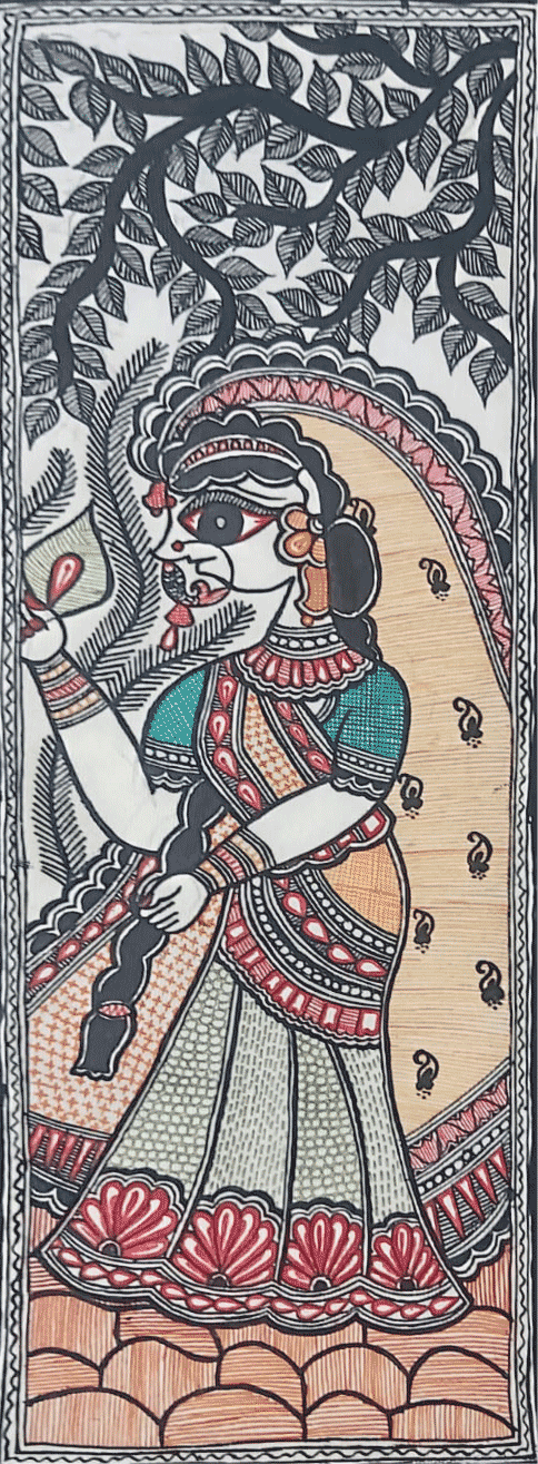 Woman in the Grove in Madhubani by Priti Karn Thumbnail