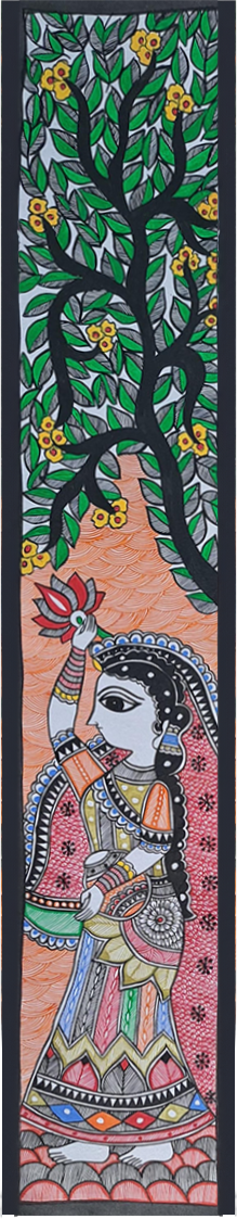 Woman under a tree with lotus and pot: Madhubani by Vibhuti Nath Thumbnail