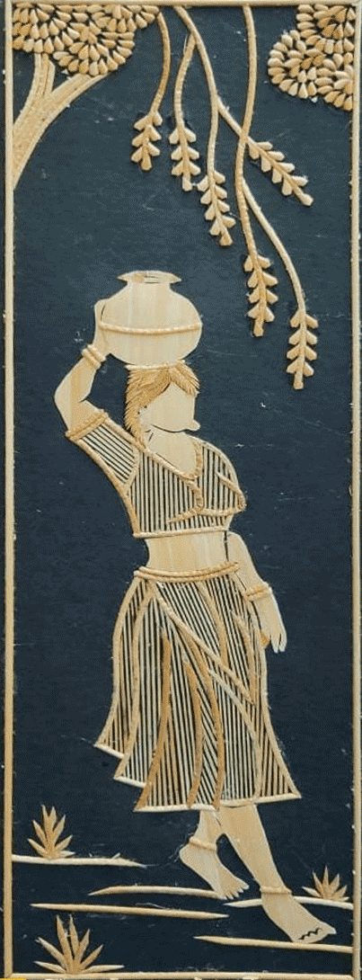 Woman with a Pot in Sikki Grass work by Suraj Kumar Sahu Thumbnail