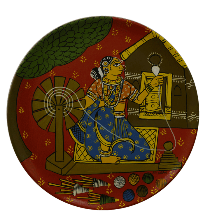 Women Weaving In Cheriyal Wall Plates by Sai Kiran Thumbnail