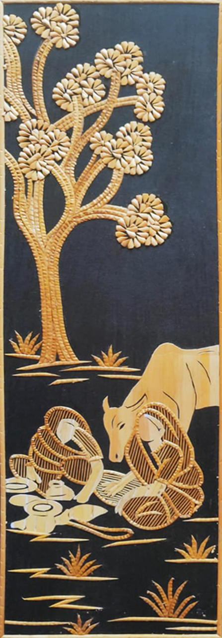Women and the Cattle in Sikki Grasswork by Suraj Kumar Sahu Thumbnail