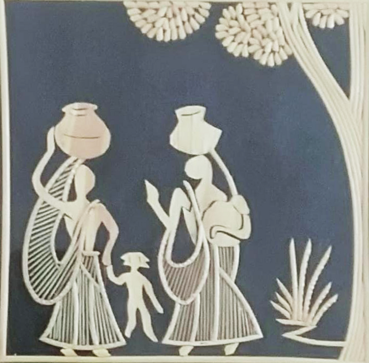 Women carrying water pot in Sikki Grass work by Suraj Kumar Sahu Thumbnail
