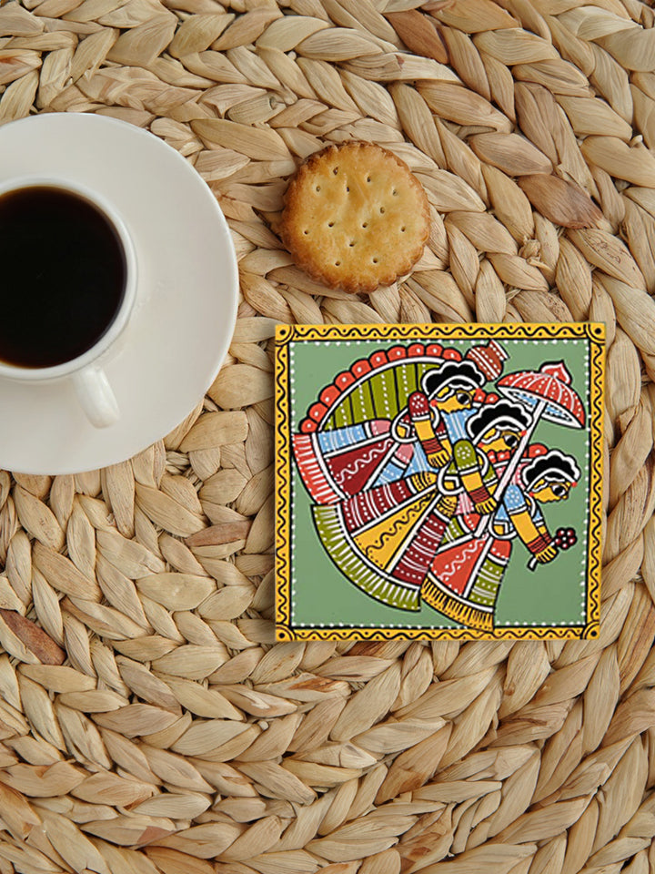 Women depiction in Tikuli coaster art by Ashok Kumar Thumbnail