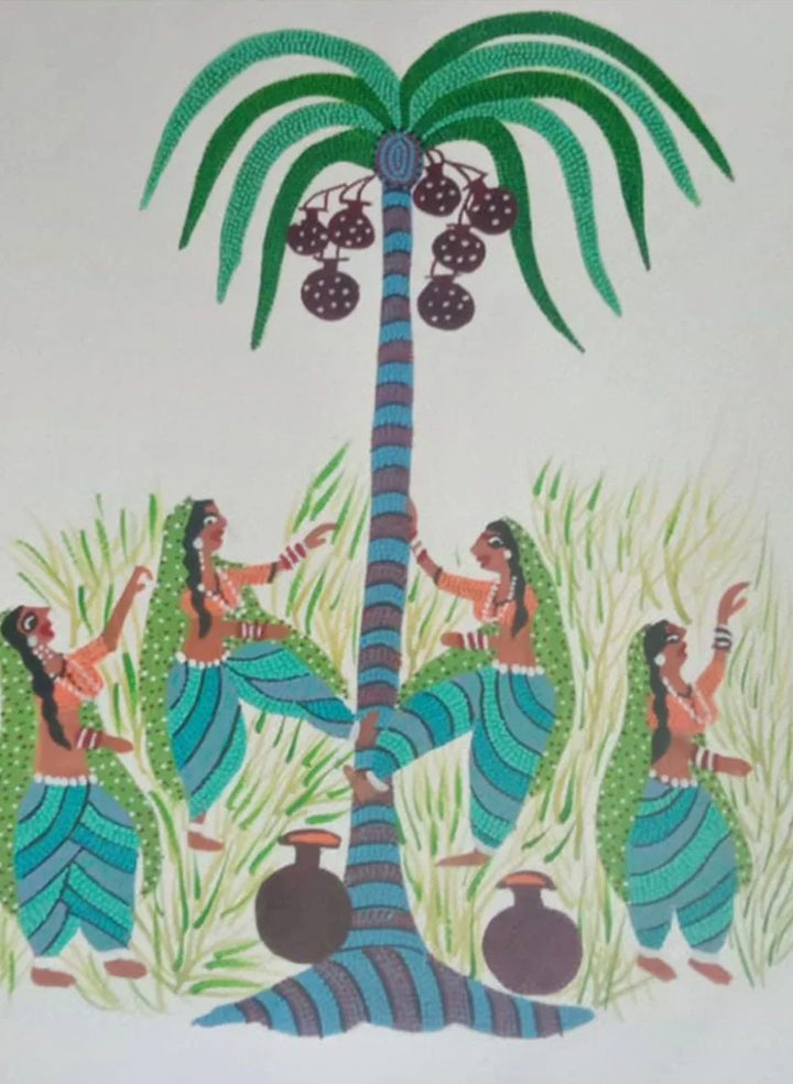Women in Forest Bhil Painting by Geeta Bariya Thumbnail