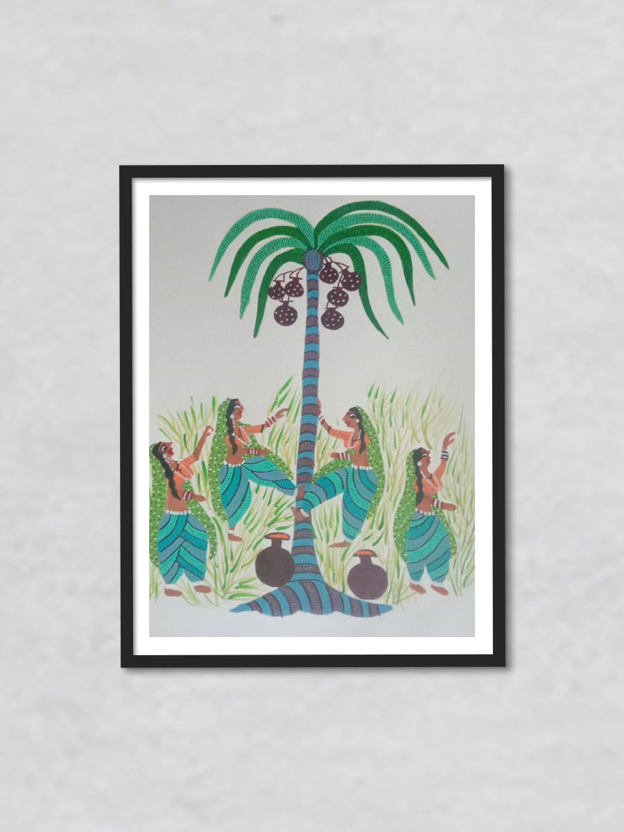 Women in Forest Bhil Painting by Geeta Bariya