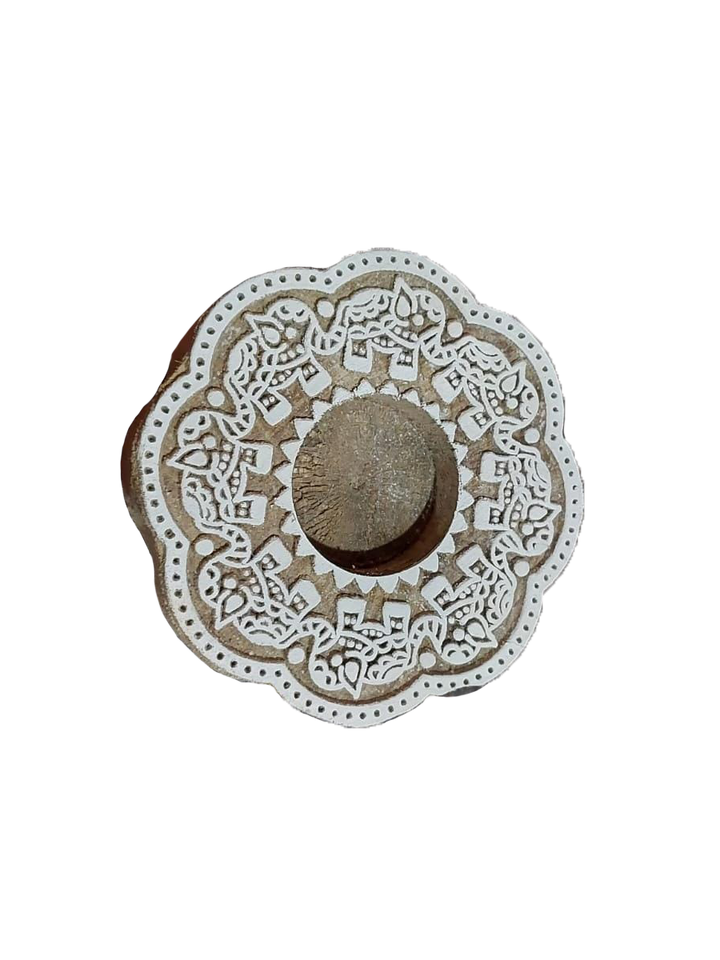 Wooden Block Diya art with elephant patterns set by Vikas Singh Thumbnail