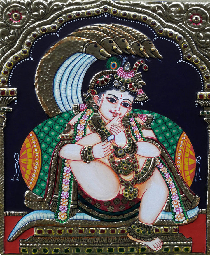 Young Krishna, Tanjore Painting by Sanjay Tandekar Thumbnail