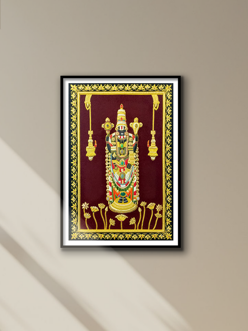 Tirupati Balaji in Golden Kundan Zardosi by Mohd. Bilal for sale
