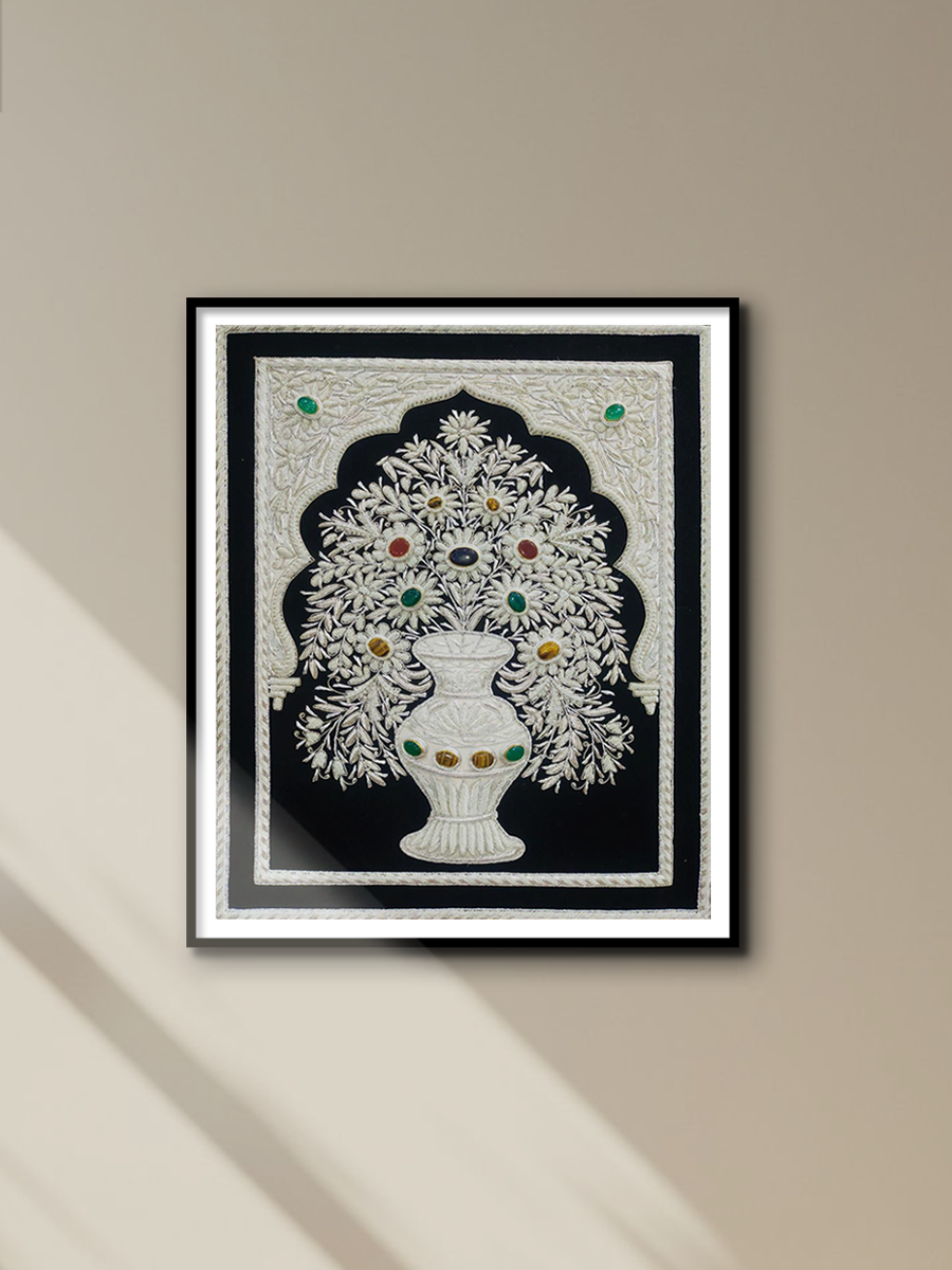 Mughal Inspired White Floral Zardozi by Mohd. Bilal for sale