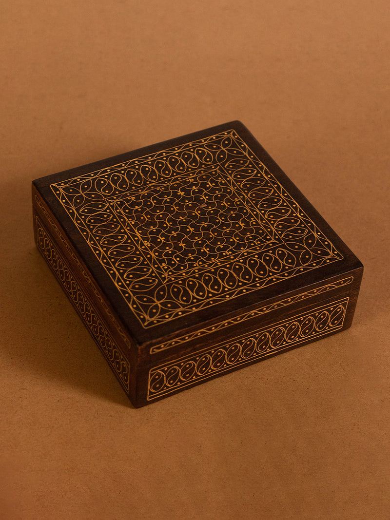 Shalki Box Zalbachi style Wooden Tarkashi Jewelry Box | for Sale at Memeraki
