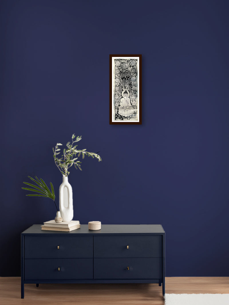 Limited time sale! Get the Zen Serenity Tholu Bommalata painting of Buddha meditating under Bodhi Tree.