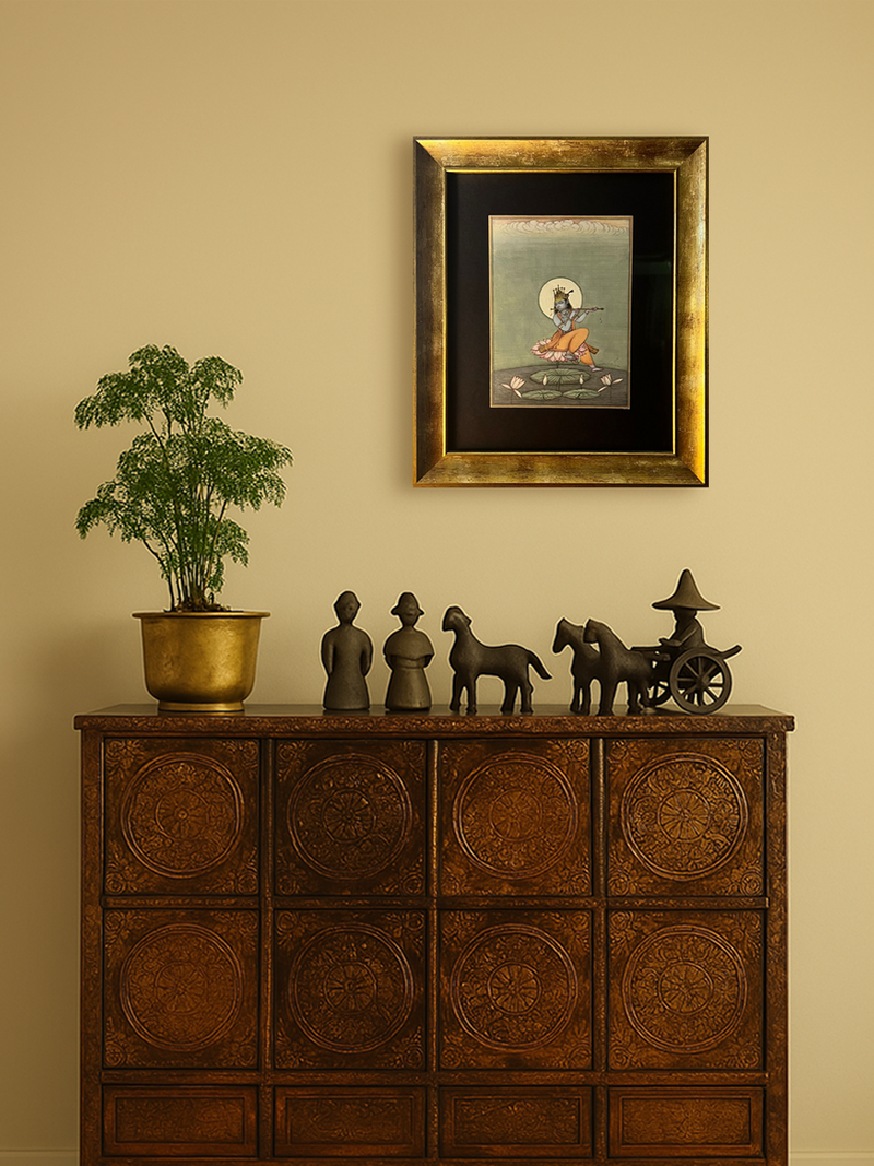 Muralidhar Krishna in Bikaner miniature by Mahaveer Swami