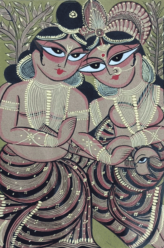 Rama and Sita  in Bengal Pattachitra by Manoranjan Chitrakar Thumbnail