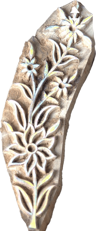 A Cluster of Floral Blossoms: Wooden Kalamkari Block by K. Gangadhar Thumbnail
