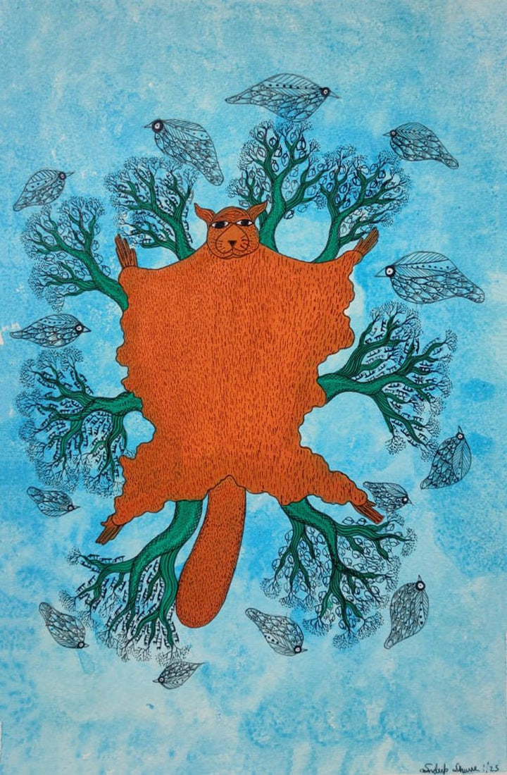 A Flying Squirrel in Gond by Sandeep Dhurve Thumbnail