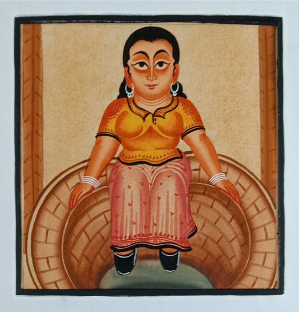 A Girl Seated on the Well in Kalighat by Bapi Chitrakar Thumbnail