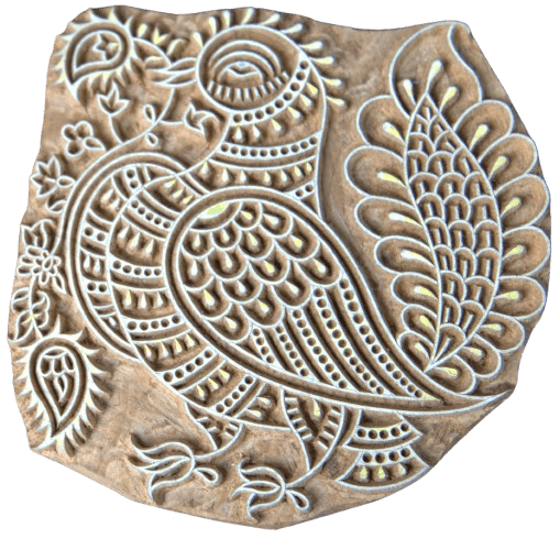 A Graceful Peacock with Foliage in Wooden Kalamkari Blocks by K. Gangadhar Thumbnail
