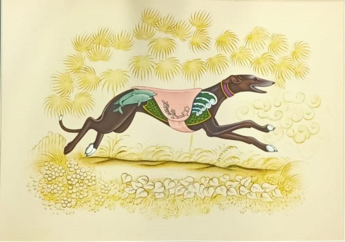 A Hound's Leap In Mughal Miniature by Mohan Prajapati Thumbnail
