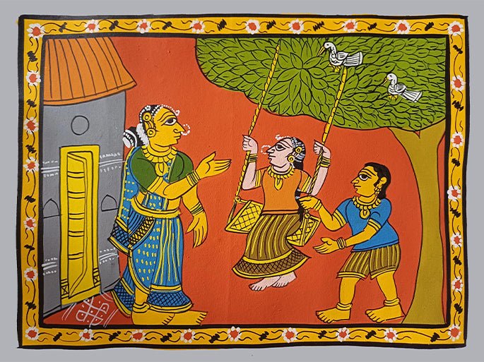 A Mother Call: Village Life Scenery in Cheriyal Scroll by Sai Kiran Thumbnail