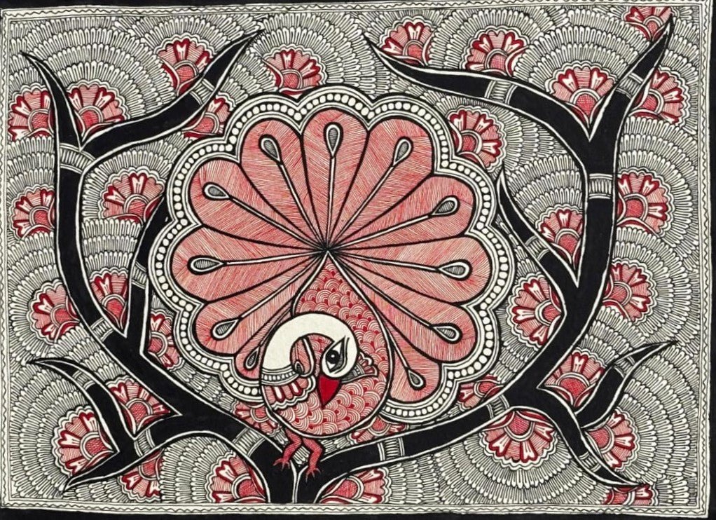 A Peacock in Madhubani by Abdhesh Kumar Karn Thumbnail