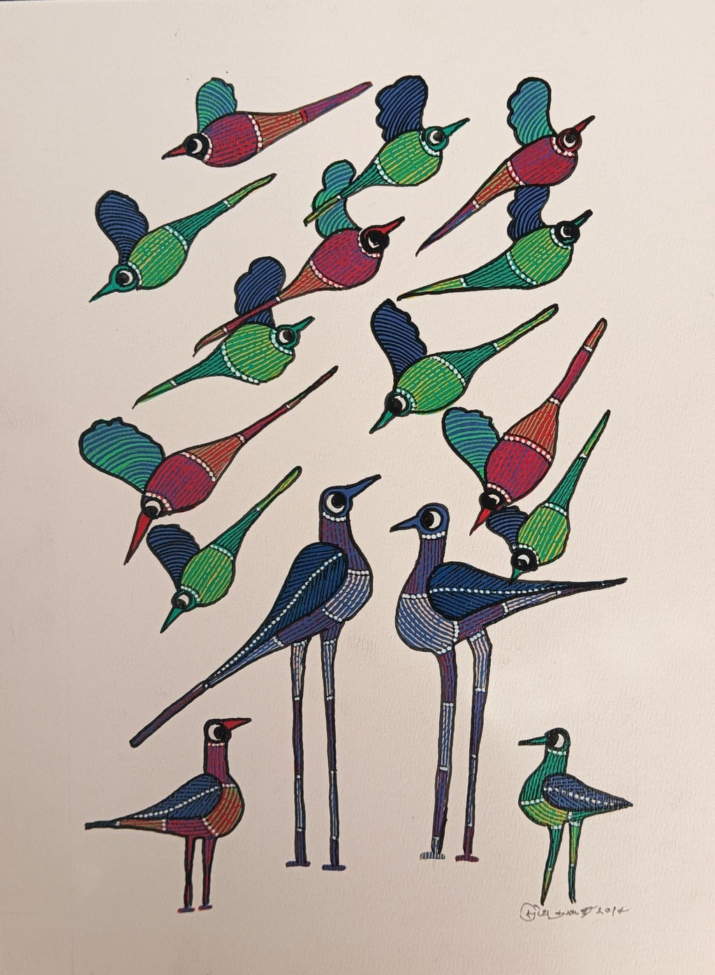 A Sky full of Wings in Gond by Suresh kumar Dhruve Thumbnail
