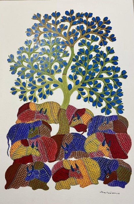 A Yoke of Bulls in Gond by Gareeba Singh Tekam Thumbnail