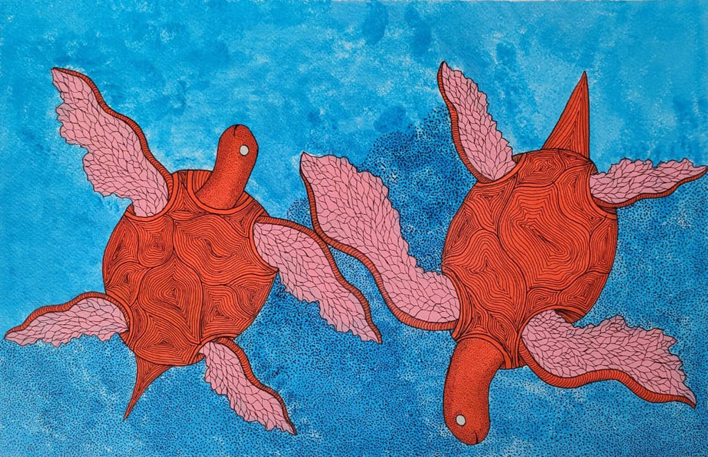 Afloat in Water: The Relaxing Turtles In Gond by Sandeep Dhurve Thumbnail