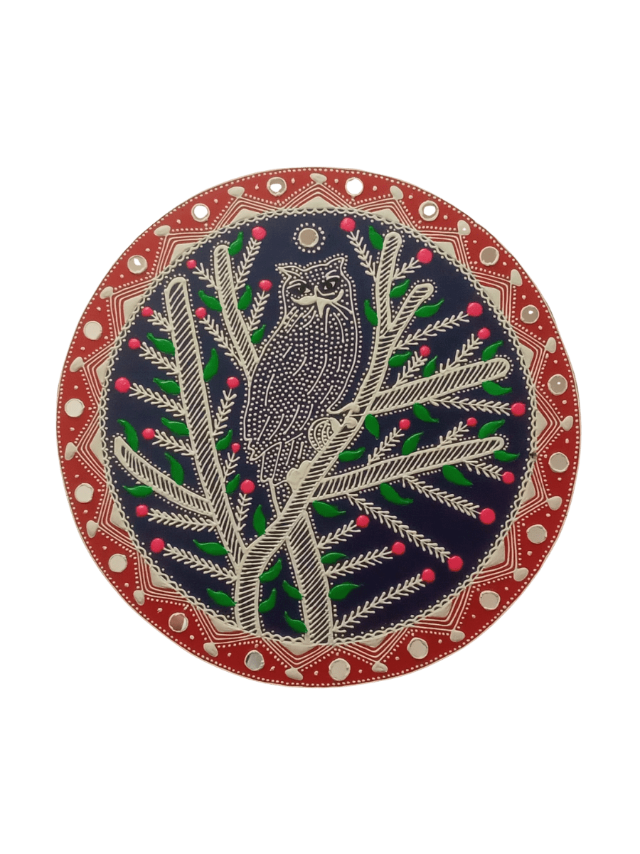 An Owl within the Branches in Mandana by Kaluram Meghvanshi Thumbnail