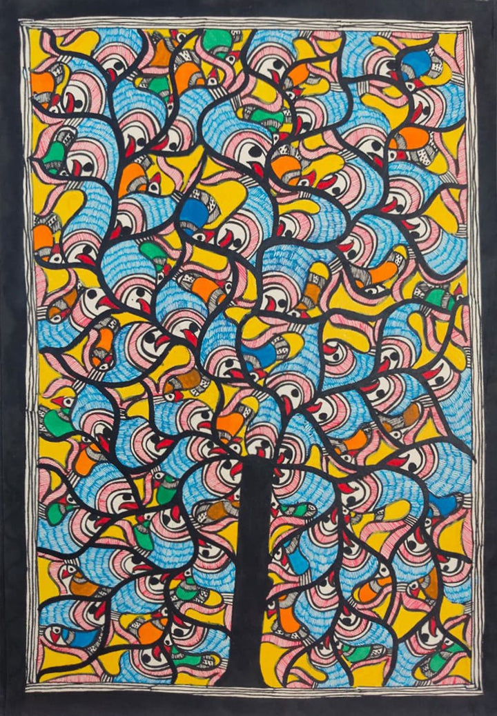 Aquatic tree of life in Madhubani by Ambika Devi Thumbnail